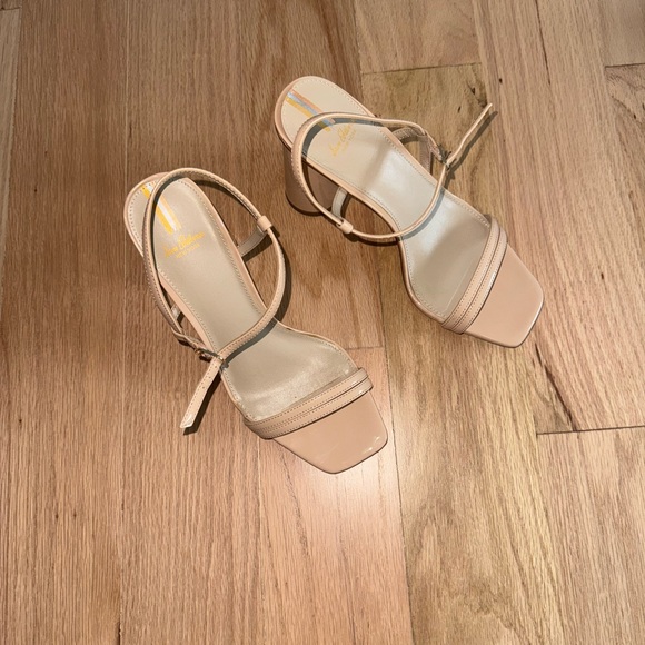 Sam Edelman Kit Block Heel Squared Open Toe Slingback Heeled Sandal Beige 8.5 - Picture 4 of 7